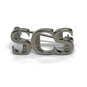 NWT Swarovski SCS Monogram Society Silver Tone Crystal Pin